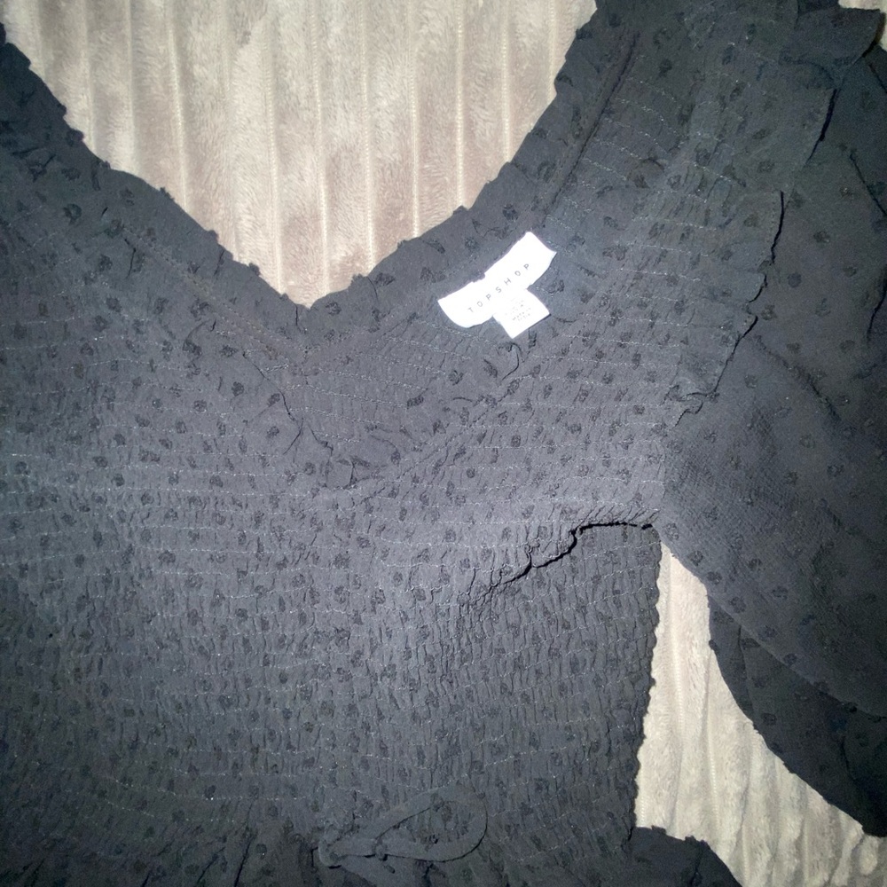 Top Shop Blouse Sheer Embroidered Lace Whimsigoth Fairy US 4 Small/Medium Women - Picture 3 of 7
